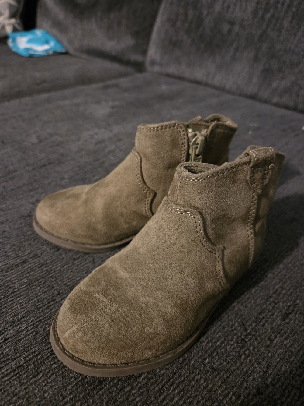 Kids Suede Ankle Boots in Brown - Classic Zip Closure
